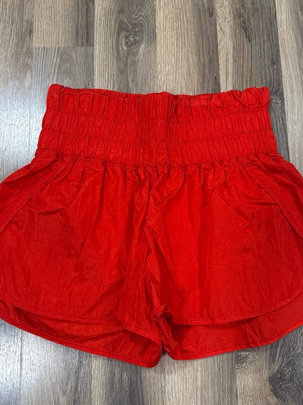 Red High-Waist Smocked Women’s Shorts